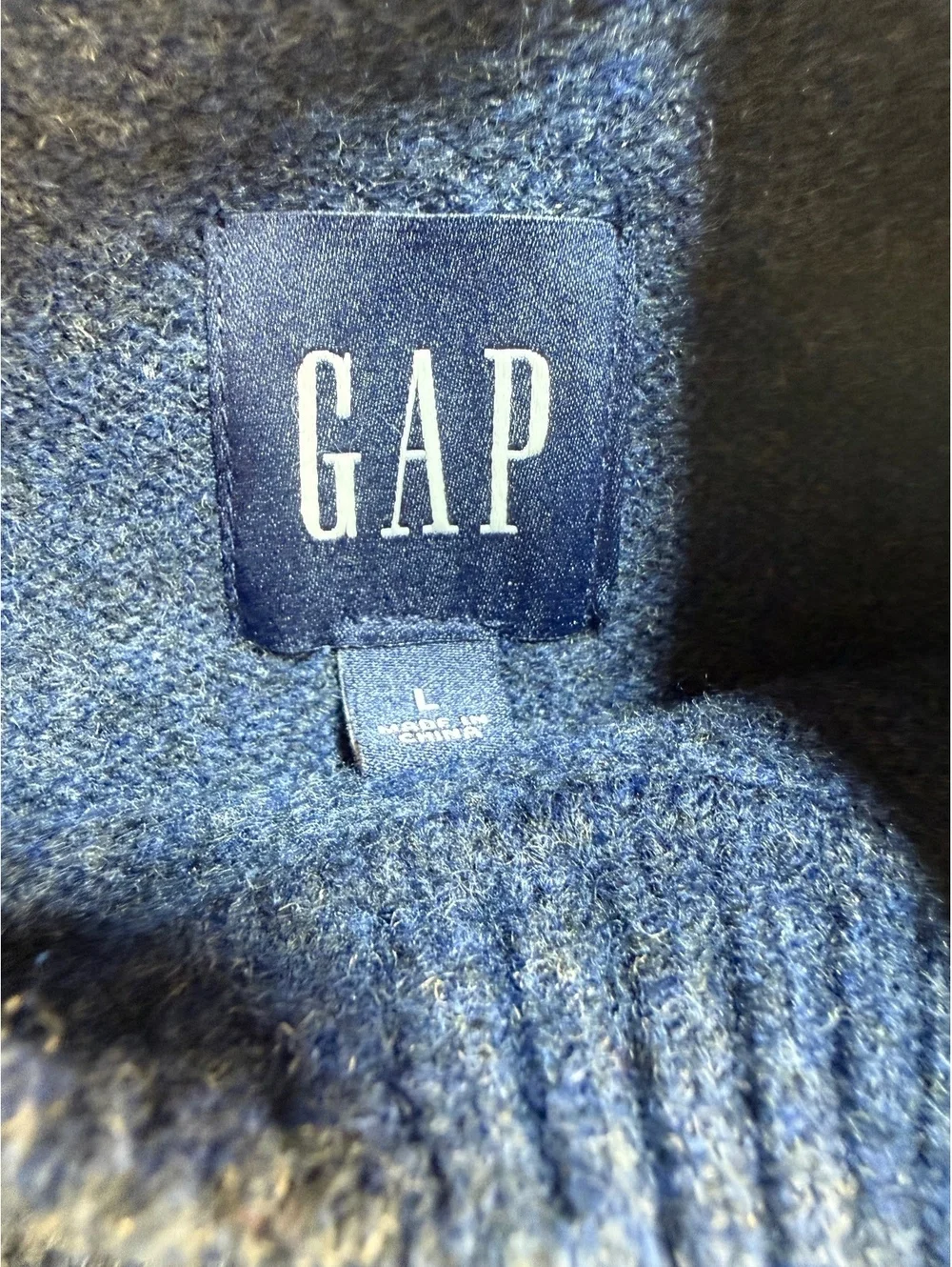 Gap Men’s Large Navy Blue Heathered Wool Blend Crewneck Sweater Pullover